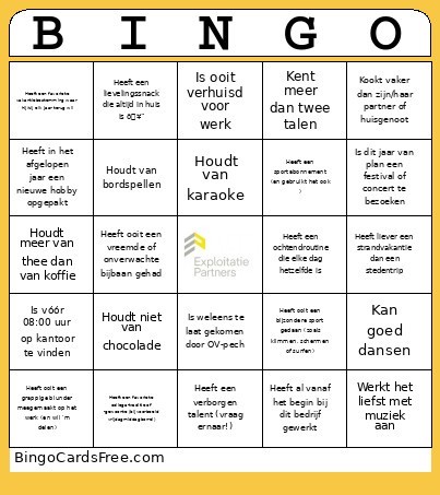 EP Bingo Card
