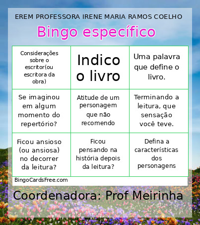 Específico Bingo Card