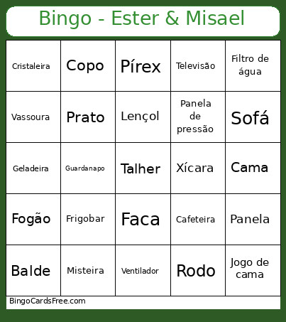 - Ester E Misael Bingo Card
