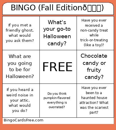 (Fall Edition🍂) Bingo Card
