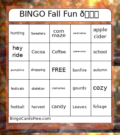 Fall Fun 🍂 Bingo Card
