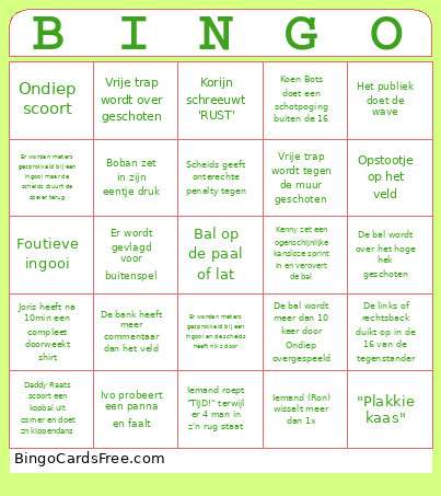 Fanday VVOV 4 Bingo Card