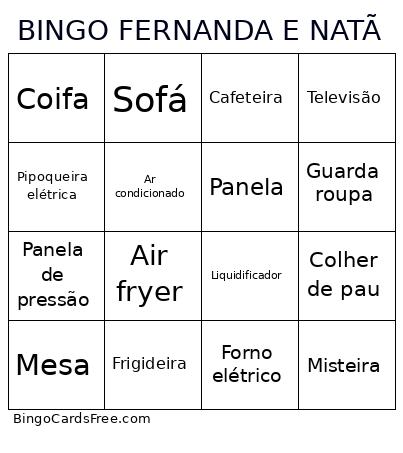 FERNANDA E NATÃ Bingo Card