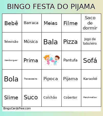 FESTA DO PIJAMA Bingo Card