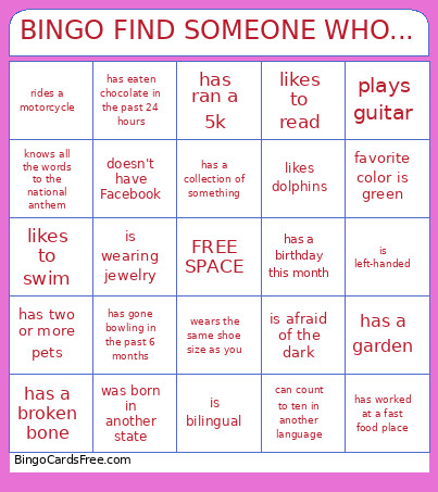 FIND SOMEONE WHO... Bingo Card