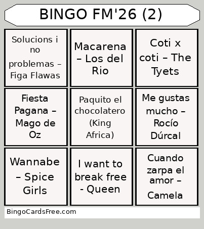 FM'26 (2) Bingo Card
