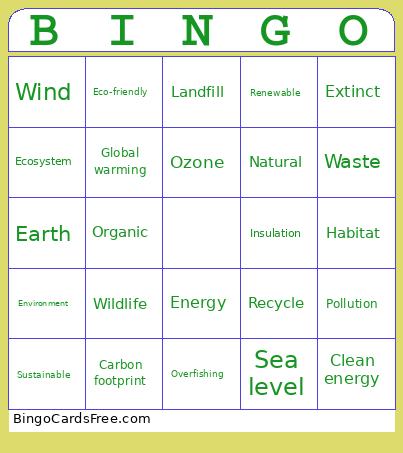 For Environment Bingo Card