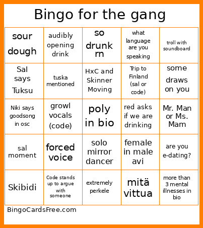 For The Gang Bingo Card