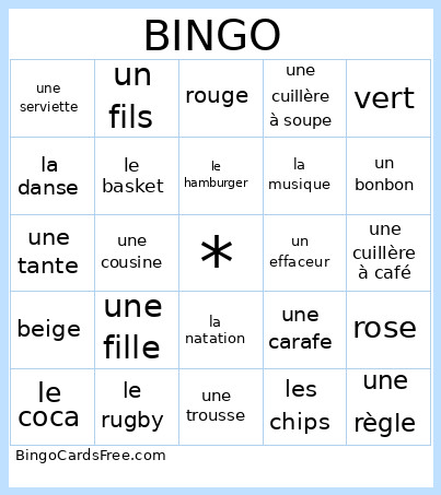 Französisch Alle Bingo Card