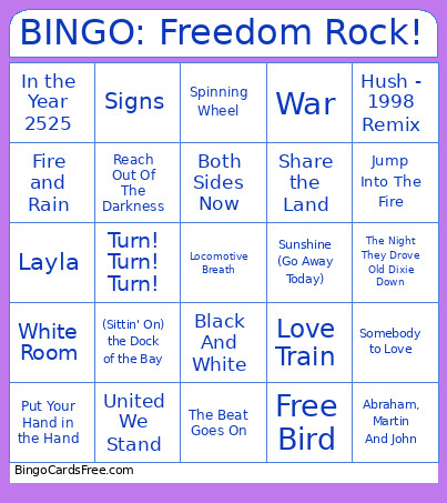: Dom Rock! Bingo Card