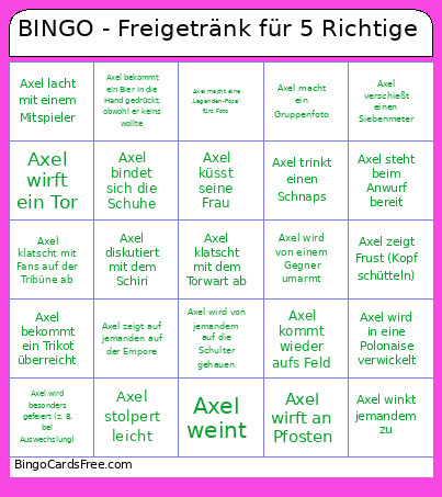 - Freigetränk Für 5 Richtige Bingo Card