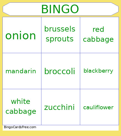 - Fruits & Vegetables Bingo Card
