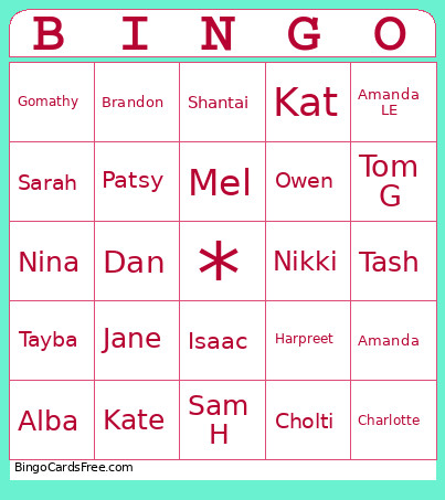 Fun! Bingo Card