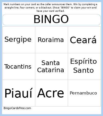 Geográfico Bingo Card
