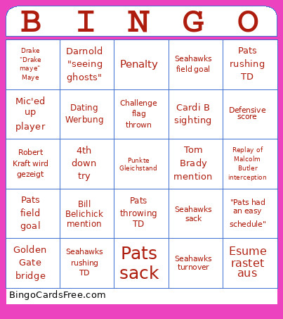 German Bingo Card