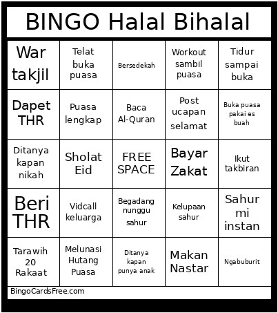 Halal Bihalal Bingo Card