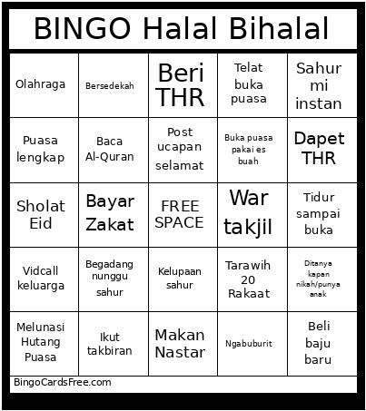 Halal Bihalal Bingo Card