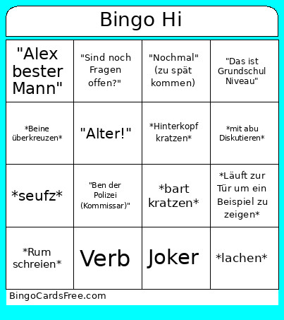 Hi Bingo Card