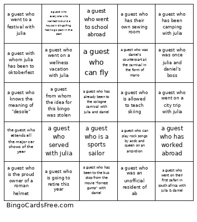 Hochzeit Bingo Card