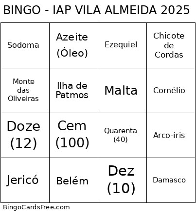 - IAP VILA ALMEIDA 2025 Bingo Card