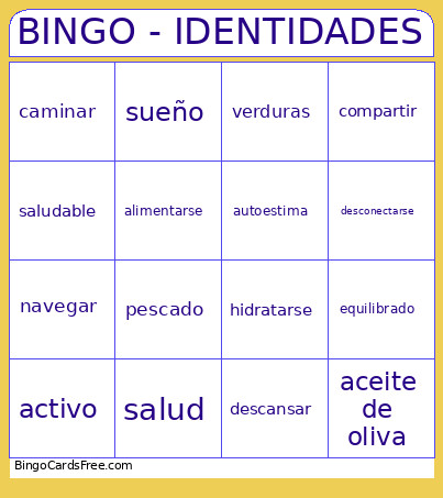 - IDENTIDADES Bingo Card