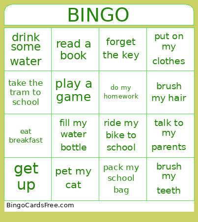 - IN The Morning Bingo Card