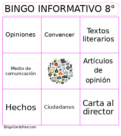 INFORMATIVO 8° Bingo Card