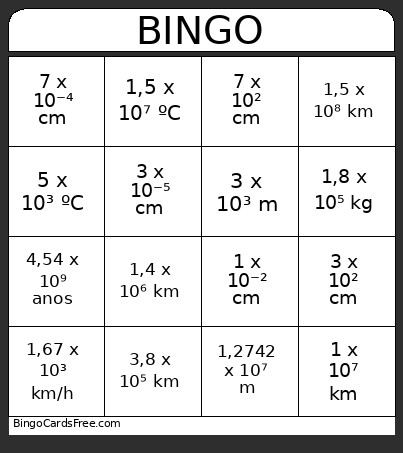 Interdisciplinar Bingo Card