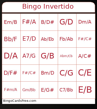 Invertido Bingo Card