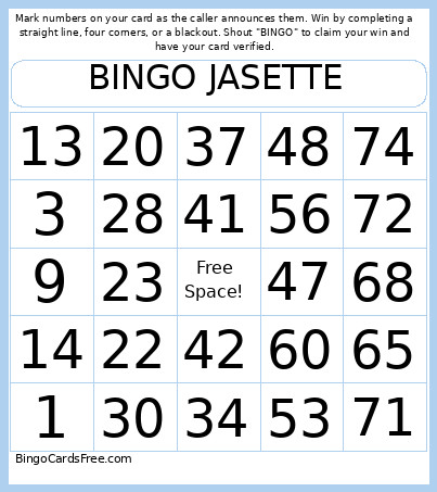 JASETTE Bingo Card 2