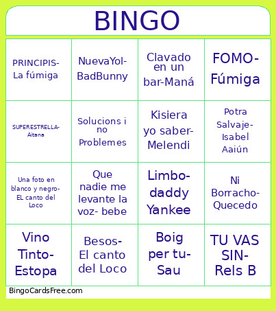 JOVENT Bingo Card