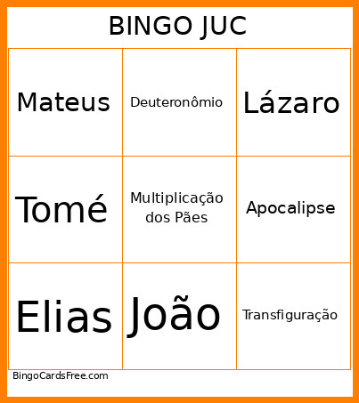 JUC Bingo Card