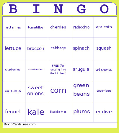 _July-August Bingo Card