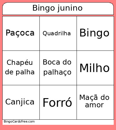 Junino Bingo Card
