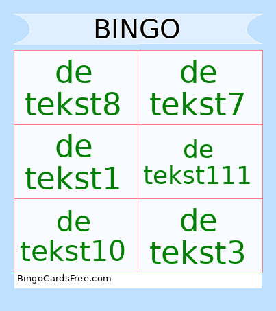 Kaart Bingo Card