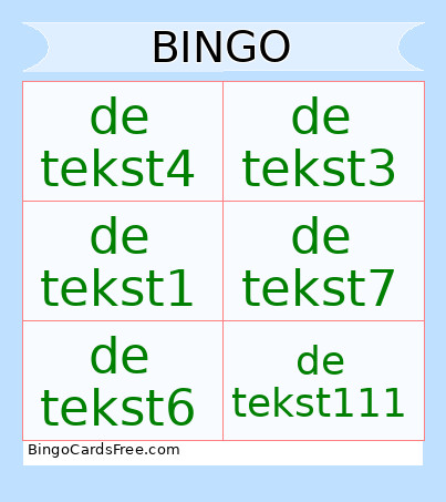Kaart Bingo Card