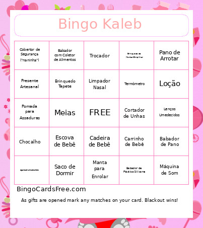 Kaleb Bingo Card