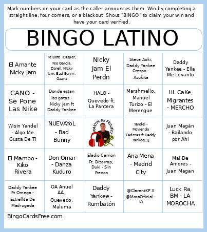Latino Bingo Card