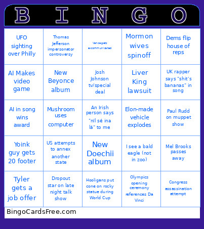 League Bingo Card