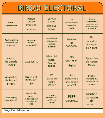 électoral Bingo Card