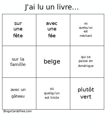 Lecture Extensive Bingo Card