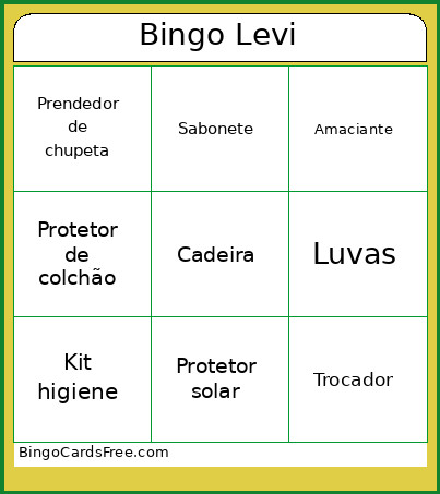 Levi Bingo Card
