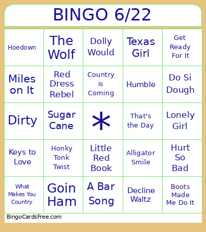 Line Dance Bingo Card