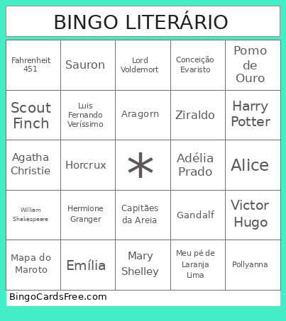 Literário Bingo Card