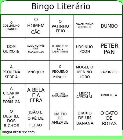 Literário Bingo Card