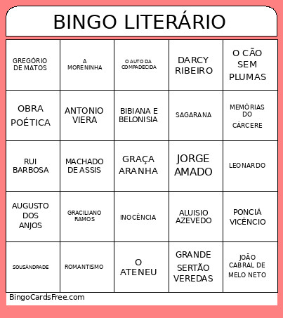 LITERÁRIO Bingo Card