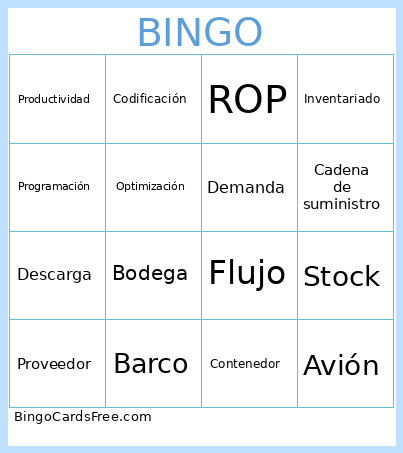 Logistica Bingo Card