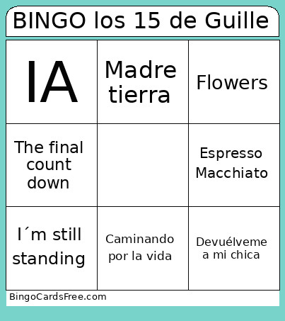 Los 15 De Guille Bingo Card