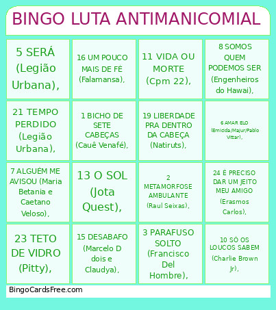 LUTA ANTIMANICOMIAL Bingo Card