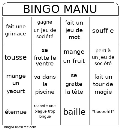 MANU Bingo Card